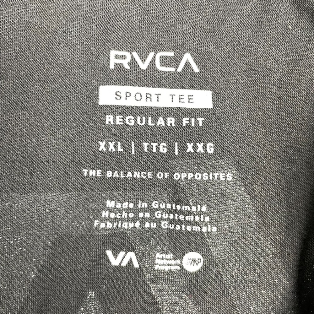 Rvca Sport T Shirt Mens 2XL Black Va Logo Graphic Print Crew Neck Regular Fit - Picture 7 of 11